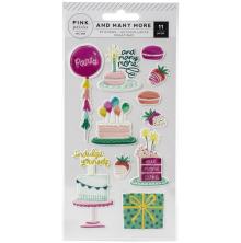 Pink Paislee Embossed Puffy Stickers 11/Pkg - And Many More UTGENDE