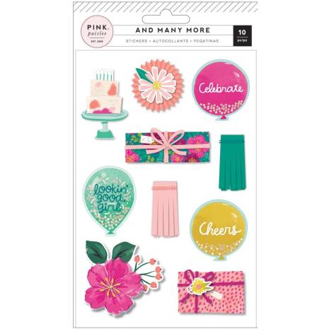 Pink Paislee Layered Stickers 10/Pkg - And Many More