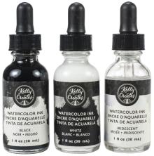 Kelly Creates Liquid Watercolor Set 3/Pkg - Black, White &amp; Iridescent UTGENDE