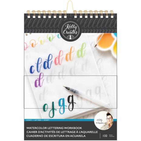 Kelly Creates Watercolor Brush Lettering Workbook 8.5X11 - Script Lettering