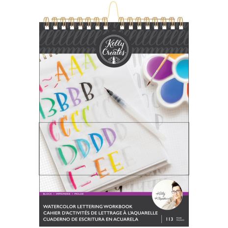 Kelly Creates Watercolor Brush Lettering Workbook 8.5X11 - Block Lettering