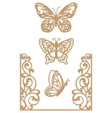 Prima Laser Cut Chipboard 4/Pkg - Butterfly Flight