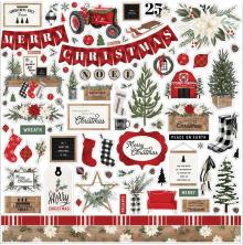 Carta Bella Farmhouse Christmas Cardstock Stickers 12X12 - Elements