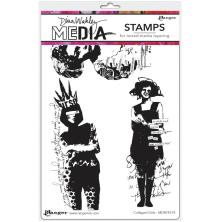 Dina Wakley MEdia Cling Stamps 6X9 - Collaged Girls