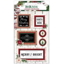 BoBunny Adhesive Layered Chipboard 8/Pkg - Joyful Christmas UTGENDE