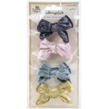 Maggie Holmes Adhesive Velvet Bows 4/Pkg - Marigold