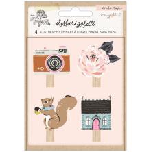 Maggie Holmes Wood Veneer Clothespins 4/Pkg - Marigold