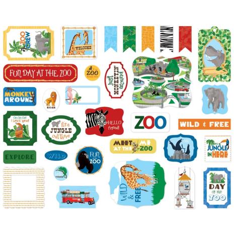 Carta Bella Zoo Adventure Cardstock Die-Cuts 33/Pkg - Icons