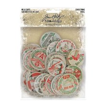 Tim Holtz Idea-Ology Chipboard Milk Caps 50/Pkg - Christmas 2020