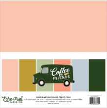 Echo Park Solid Cardstock 12X12 6/Pkg - Coffee &amp; Friends