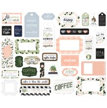 Echo Park Coffee &amp; Friends Cardstock Die-Cuts 33/Pkg - Frames &amp; Tags