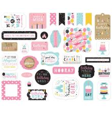 Echo Park Magical Birthday Girl Cardstock Die-Cuts 33/Pkg - Ephemera