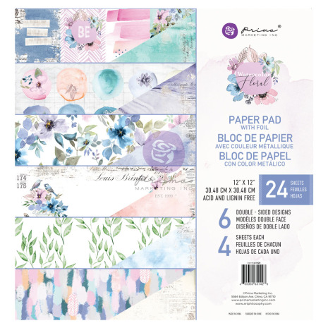 Prima Double-Sided Paper Pad 12X12 24/Pkg - Watercolor Floral
