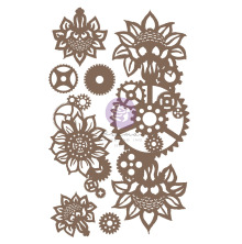 Prima Decorative Chipboard 7/Pkg - Machine Floral Decors