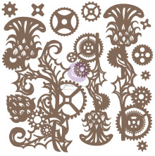 Prima Decorative Chipboard 11/Pkg - Mechanical Thistle