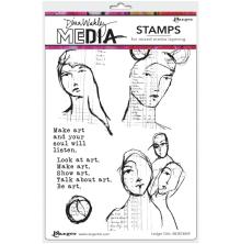 Dina Wakley MEdia Cling Stamps 6X9 - Ledger Girls