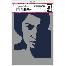 Dina Wakley MEdia Stencils 9X6 - Pensive Face