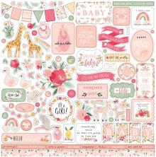 Echo Park Welcome Baby Girl Cardstock Stickers - Elements