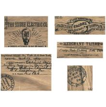 Tim Holtz Idea-Ology Wooden Vignette Panels 5/Pkg - Adverts