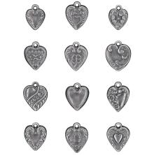 Tim Holtz Idea-Ology Metal Adornments 12/Pkg - Hearts