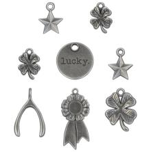 Tim Holtz Idea-Ology Metal Adornments 8/Pkg - Lucky