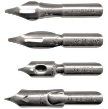 Tim Holtz Idea-Ology Metal Worded Pen Nibs 12/Pkg - Antique Nickel