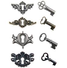 Tim Holtz Idea-Ology Metal Locket Keys & Keyholes 8/Pkg