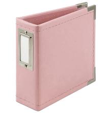 We R Memory Keepers Classic Leather D-Ring Album 4X4 - Pretty Pink
