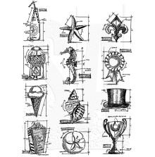 Tim Holtz Cling Stamps 7X8.5 - Mini Blueprints 6 CMS196