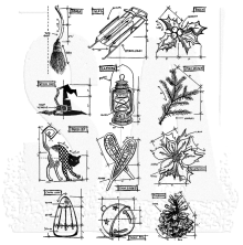 Tim Holtz Cling Stamps 7X8.5 - Mini Blueprints 7 CMS203