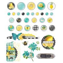 Simple Stories Self-Adhesive Brads 33/Pkg - SV Lemon Twist UTGENDE