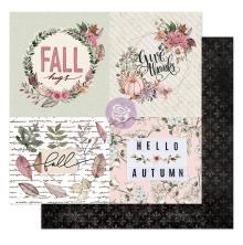 Prima Hello Pink Autumn Cardstock 12X12 - Fall Hugs