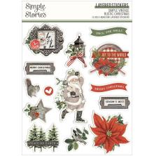 Simple Stories Layered Stickers 14/Pkg - SV Rustic Christmas UTGENDE