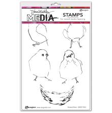 Dina Wakley MEdia Cling Stamps 6X9 - Nested Birds