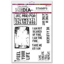 Dina Wakley MEdia Cling Stamps 6X9 - Stencil Alphas