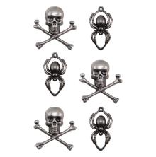 Tim Holtz Idea-Ology Metal Adornments 6/Pkg - Skulls &amp; Spiders