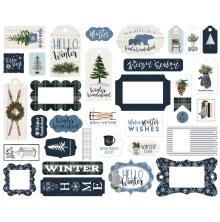 Carta Bella Welcome Winter Cardstock Die-Cuts 33/Pkg - Frames &amp; Tags