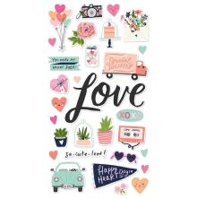 Simple Stories Chipboard Stickers 6X12 - Happy Hearts