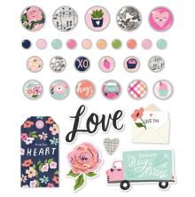 Simple Stories Self-Adhesive Brads - Happy Hearts