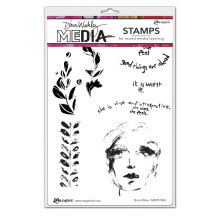 Dina Wakley MEdia Cling Stamps 6X9 - She Is Wise