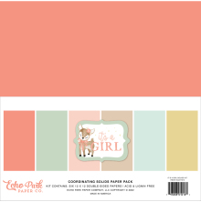 Echo Park Solid Cardstock 12X12 6/Pkg - Its A Girl