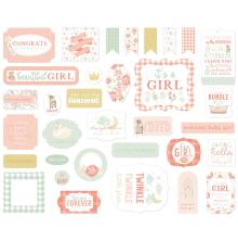 Echo Park Its A Girl Cardstock Die-Cuts 33/Pkg - Ephemera