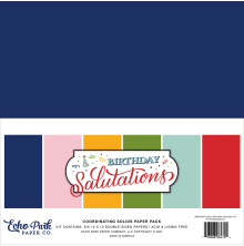 Echo Park Solid Cardstock 12X12 6/Pkg - Birthday Salutations