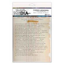 Dina Wakley MEdia Typed Ledgers 12/Pkg - Set 2