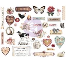 Prima Chipboard Stickers 35/Pkg - Farm Sweet Farm