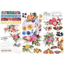 Prima Rub-On Transfers 6X12 3/Sheets - Painted Floral