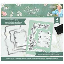 Sara Signature Country Lane Stamp and Die - Hanging Sign and Vines