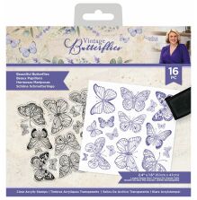 Sara Signature Vintage Butterflies Clear Acrylic Stamp - Beautiful Butterflies