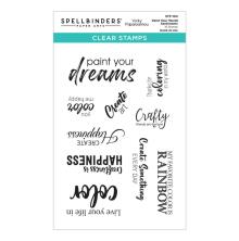 Spellbinders Clear Acrylic Stamps By Vicky Papaioannou - Paint Your World Sentiments