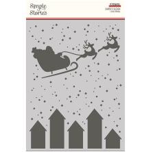 Simple Stories Hearth &amp; Holiday Stencil 6X8 - Santa&#39;s Sleigh